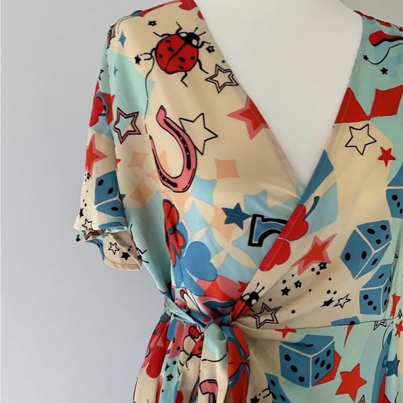 Never Fully Dressed Lucky Angel Zsa Zsa Contrast Wrap Midi Dress UK 14 - Picture 5 of 5